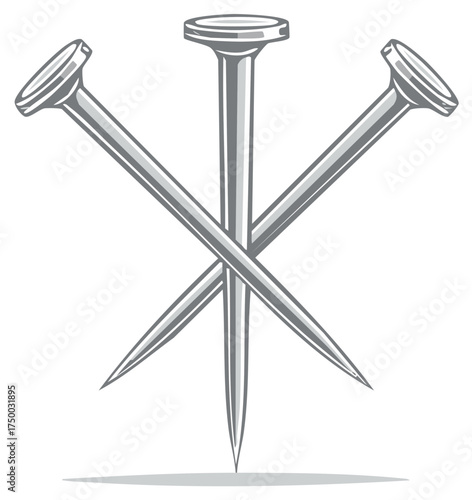 Three crossed nails vector illustration a Christian symbol of the crucifixion faith and sacrifice