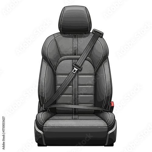 Car Seat with Safety Belt Automotive Interior Protection Vector Illustration