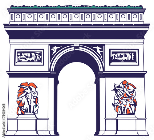 Arc de Triomphe illustration in colorful design