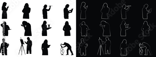 Silhouette of a creative artist holding a paint palette expressing artistic flair and passion for the visual arts