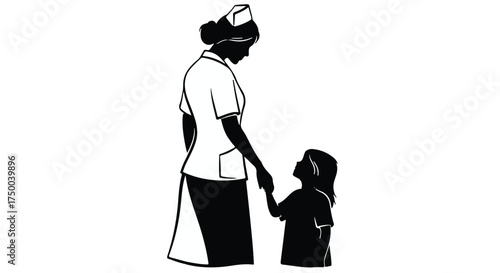 Caring nurse holding a child's hand with compassion and empathy