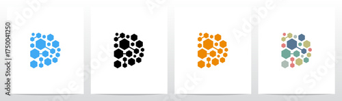 Hexagon Cluster Some Are Connected Letter Initial Logo Design D
