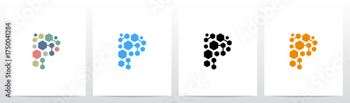 Hexagon Cluster Some Are Connected Letter Initial Logo Design P