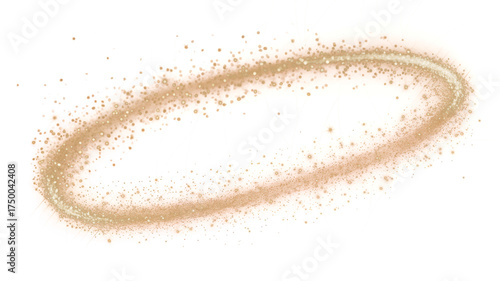 Abstract fiery golden ring isolated on a transparent background