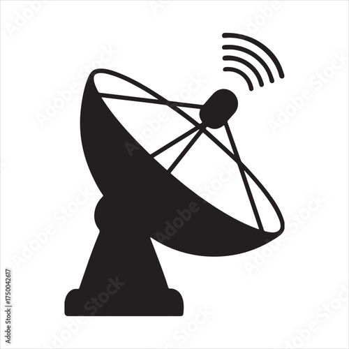 Stylized antenna icon with signal waves isolated on transparent background