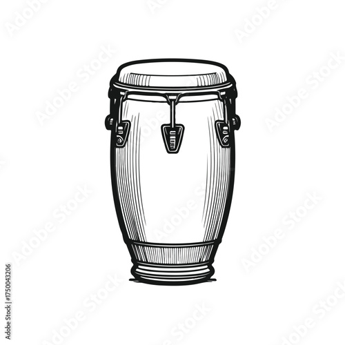 Minimalistic Black & White Conga Drum Vector