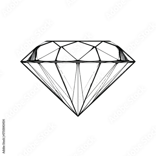 Minimalistic Black Diamond Line Art Vector