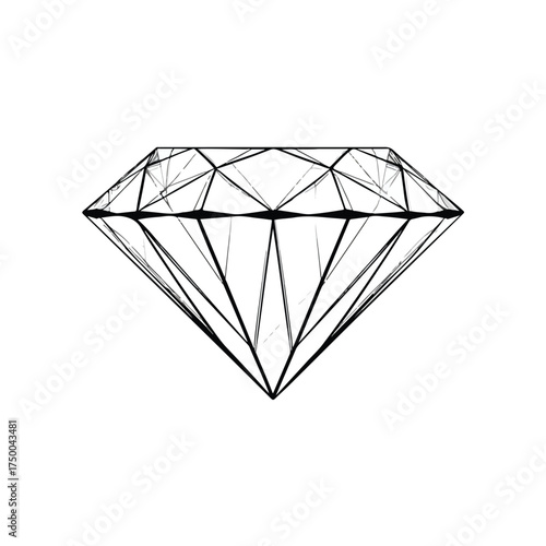 Minimalistic Diamond Line Art Vector Illustration