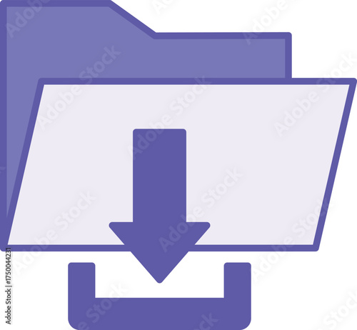 Colored Downloaded Icon. Vector Illustration. Saving Files to a Folder. Download Concept