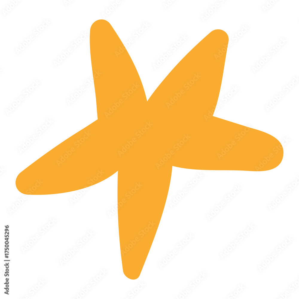 Obraz premium Five pointed yellow star isolated on transparent. Hand drawn flat vector illustration. Traditional Christmas, New Year, seasonal design element, holiday clip art. Starry sky, space, cosmos, galaxy