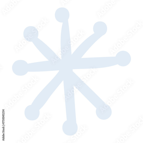 Single snowflake, falling snow isolated on transparent. Hand drawn flat vector illustration. Traditional Christmas, New Year, seasonal winter design element, holiday clip art. Winter weather, nature