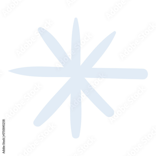 Single snowflake, falling snow isolated on transparent. Hand drawn flat vector illustration. Traditional Christmas, New Year, seasonal winter design element, holiday clip art. Winter weather, nature
