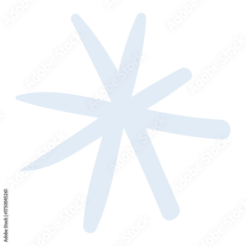 Single snowflake, falling snow isolated on transparent. Hand drawn flat vector illustration. Traditional Christmas, New Year, seasonal winter design element, holiday clip art. Winter weather, nature