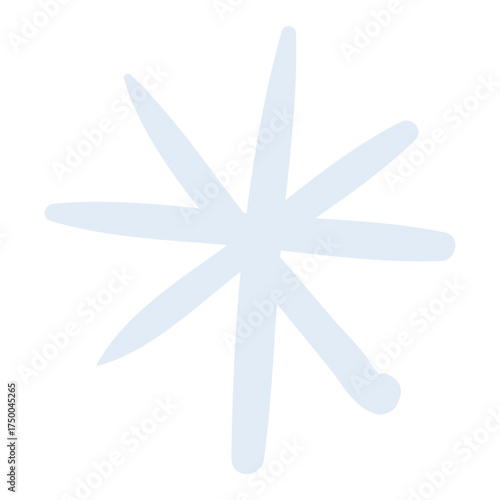 Single snowflake, falling snow isolated on transparent. Hand drawn flat vector illustration. Traditional Christmas, New Year, seasonal winter design element, holiday clip art. Winter weather, nature
