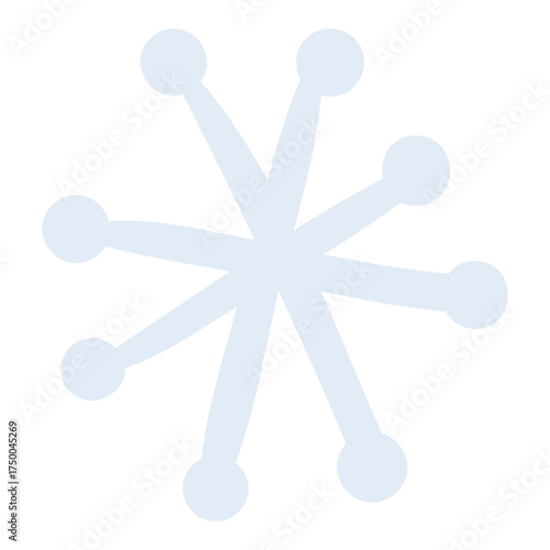 Single snowflake, falling snow isolated on transparent. Hand drawn flat vector illustration. Traditional Christmas, New Year, seasonal winter design element, holiday clip art. Winter weather, nature
