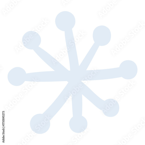 Single snowflake, falling snow isolated on transparent. Hand drawn flat vector illustration. Traditional Christmas, New Year, seasonal winter design element, holiday clip art. Winter weather, nature