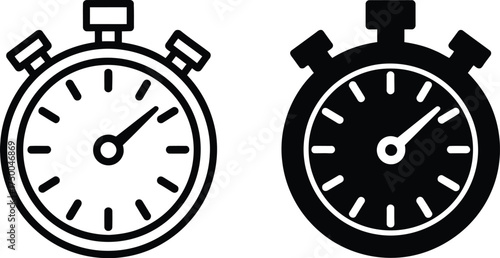 Two stopwatch icons isolated on white background, time measurement tool