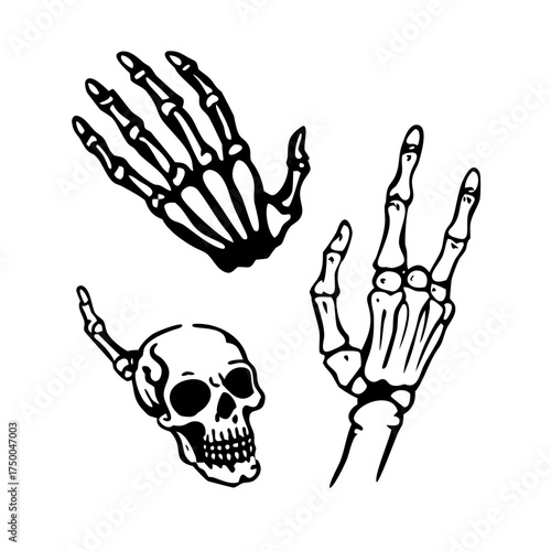 Skull and skeleton hands for spooky designs