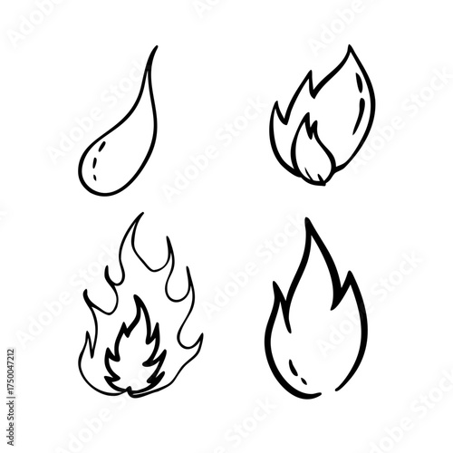 Fire symbol illustrations representing heat and energy