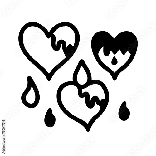 Drawing of melting hearts with drips