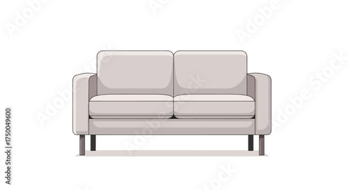 Modern Two-Seater Light Grey Sofa Illustration.