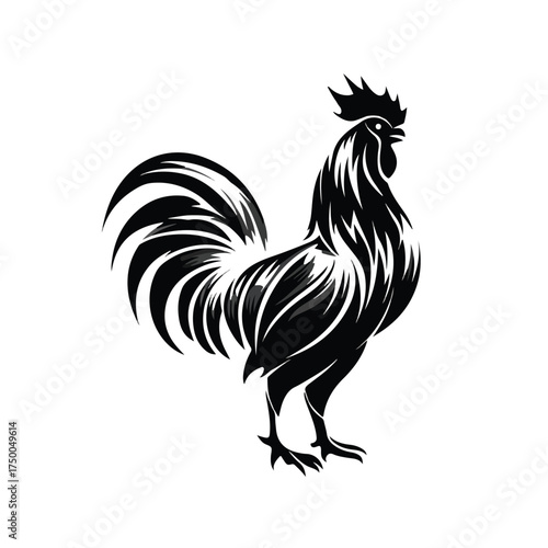 Minimalist Black and White Rooster Line Art