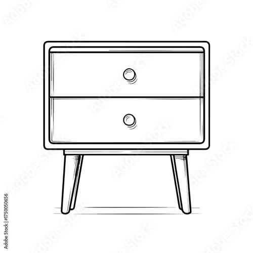 Nightstand Minimalistic Vector Line Art Design