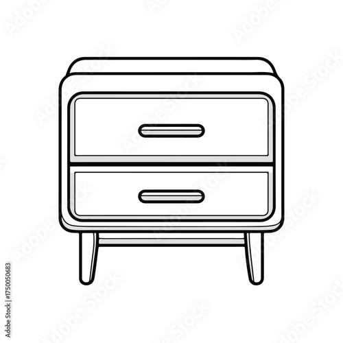 Minimalistic Black and White Nightstand Sketch