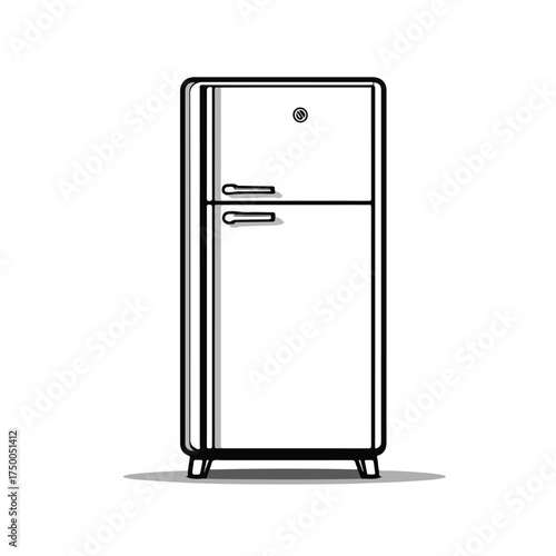 Monochrome Sketch of Refrigerator in Minimalistic Style