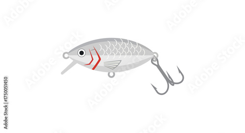 Silver Fishing Lure with Treble Hooks Realistic Fish Design Angling Equipment.