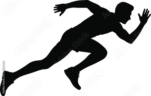 Silhouette of a runner in motion, isolated on white background, capturing the essence of speed and agility