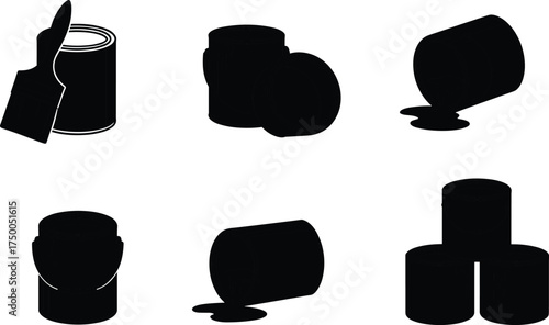 Canned food vector, tin can illustration, food storage, metal container, kitchen supply, packaging design, preserved food, grocery icon, industrial element, silhouette