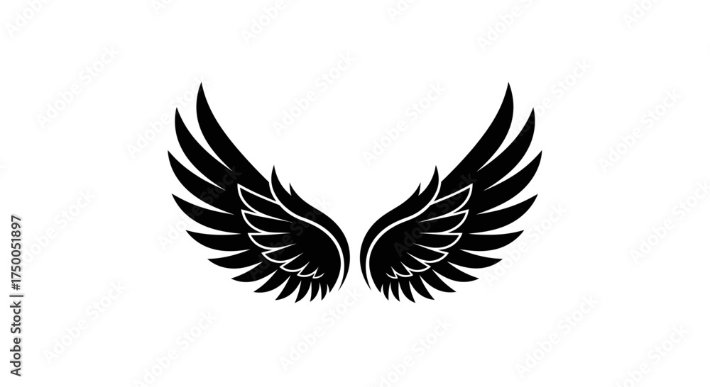 Fototapeta premium Black Angel Wings Symbol – Stylish Wing Tattoo & Icon Design