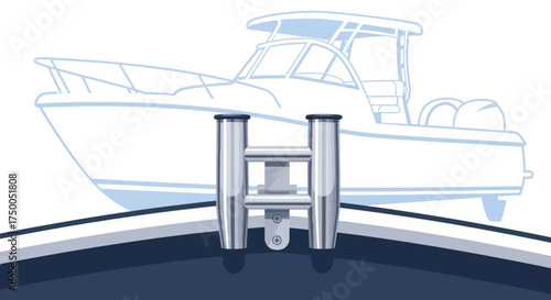 Stainless Steel Fishing Rod Holders Mounted on a Boat Deck.