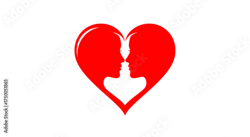 Couple in Heart Silhouette – Romantic Love Relationship Symbol