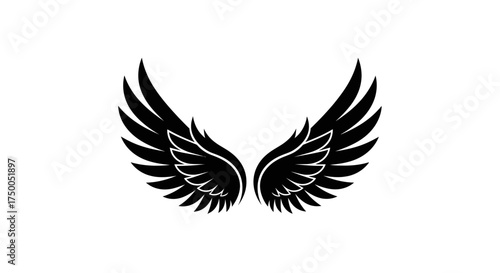 Black Angel Wings Symbol – Stylish Wing Tattoo & Icon Design
