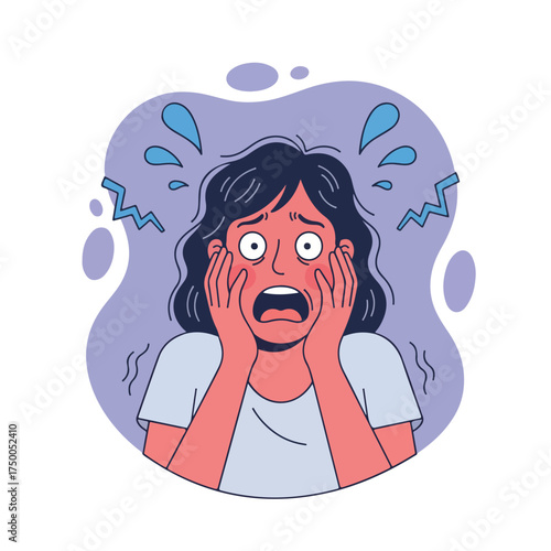 Simple Vector Illustration of a Shocked and Scared Person


