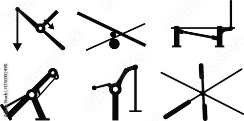 Lever system vector, simple machine illustration, mechanical linkage, engineering diagram, physics concept, balance tool, industrial design, force mechanism, educational graphic, icon