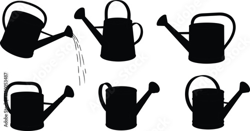 Watering can vector, garden tool, plant care, irrigation equipment, gardening supply, household container, DIY element, outdoor tool, silhouette design, graphic icon
