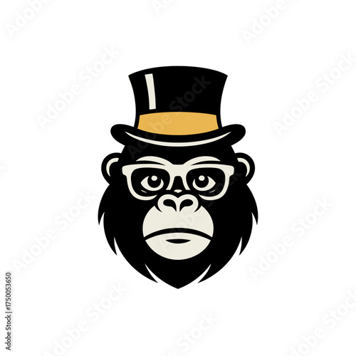 Gorilla mascot with top hat and glasses