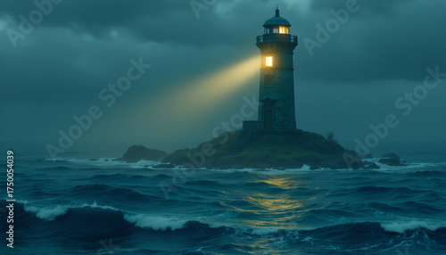 lighthouse on the shore of the sea