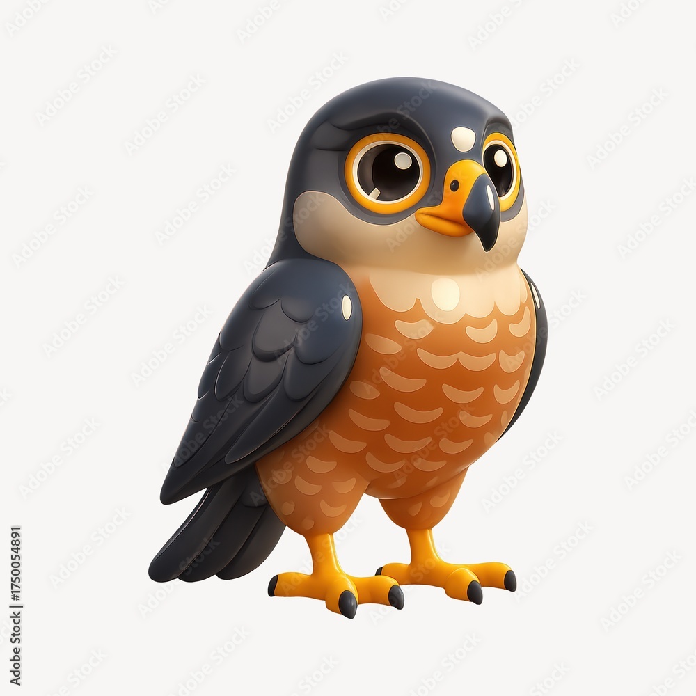 Fototapeta premium Cute cartoon falcon illustration.