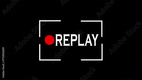 Replay button animation with black background, Replay icon Animation video for Live Streamers, action replay Animation icon and button with black background with alpha chanel 