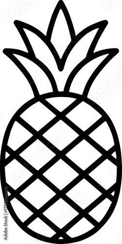 Hand-drawn pineapple outline illustration, simple tropical fruit line art for healthy food and summer design
