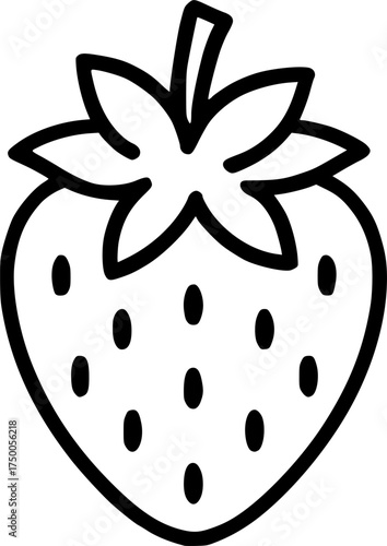 Hand-drawn strawberry outline illustration, simple fruit line art for healthy food and organic product design