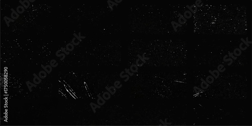 Abstract black and white grunge film strip with bright stars in the dark night sky