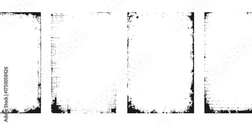 Black abstract grunge frame with vintage rough texture and dirty border design illustration