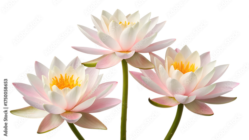 Naklejka premium A beautiful pink water lily blossom isolated in nature's pond, capturing its summer beauty