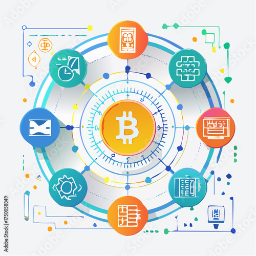 Bitcoin Cryptocurrency Network and Digital Finance Concept
