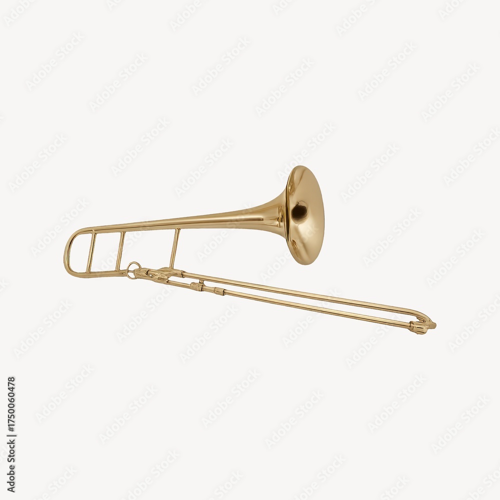 Obraz premium Golden brass trombone instrument.
